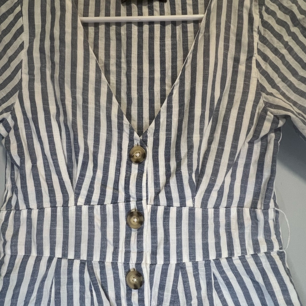 Abercrombie & Fitch Navy and White Vertical Stripe Midi Dress - Picture 3 of 11
